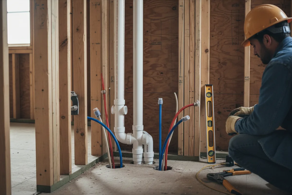 Drain and supply rough-in during Leak Detection in Valentine