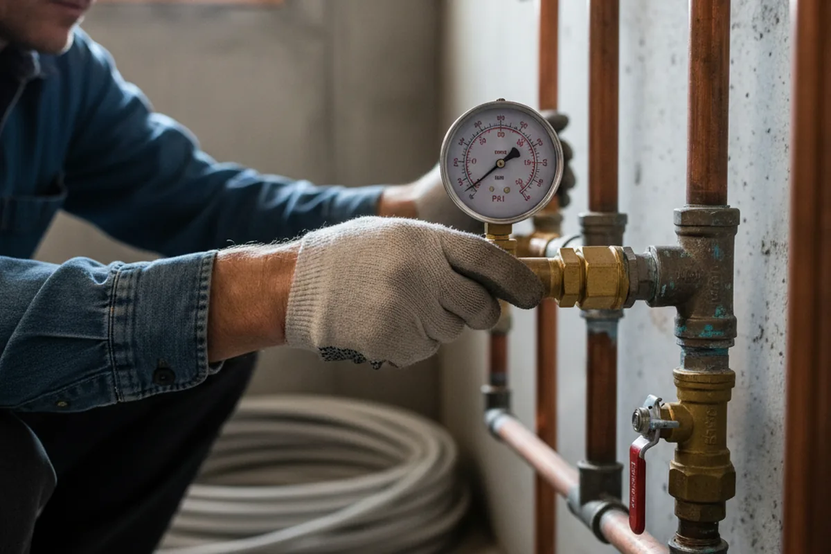 Pressure testing a repaired line during Water Line Repair in Valentine